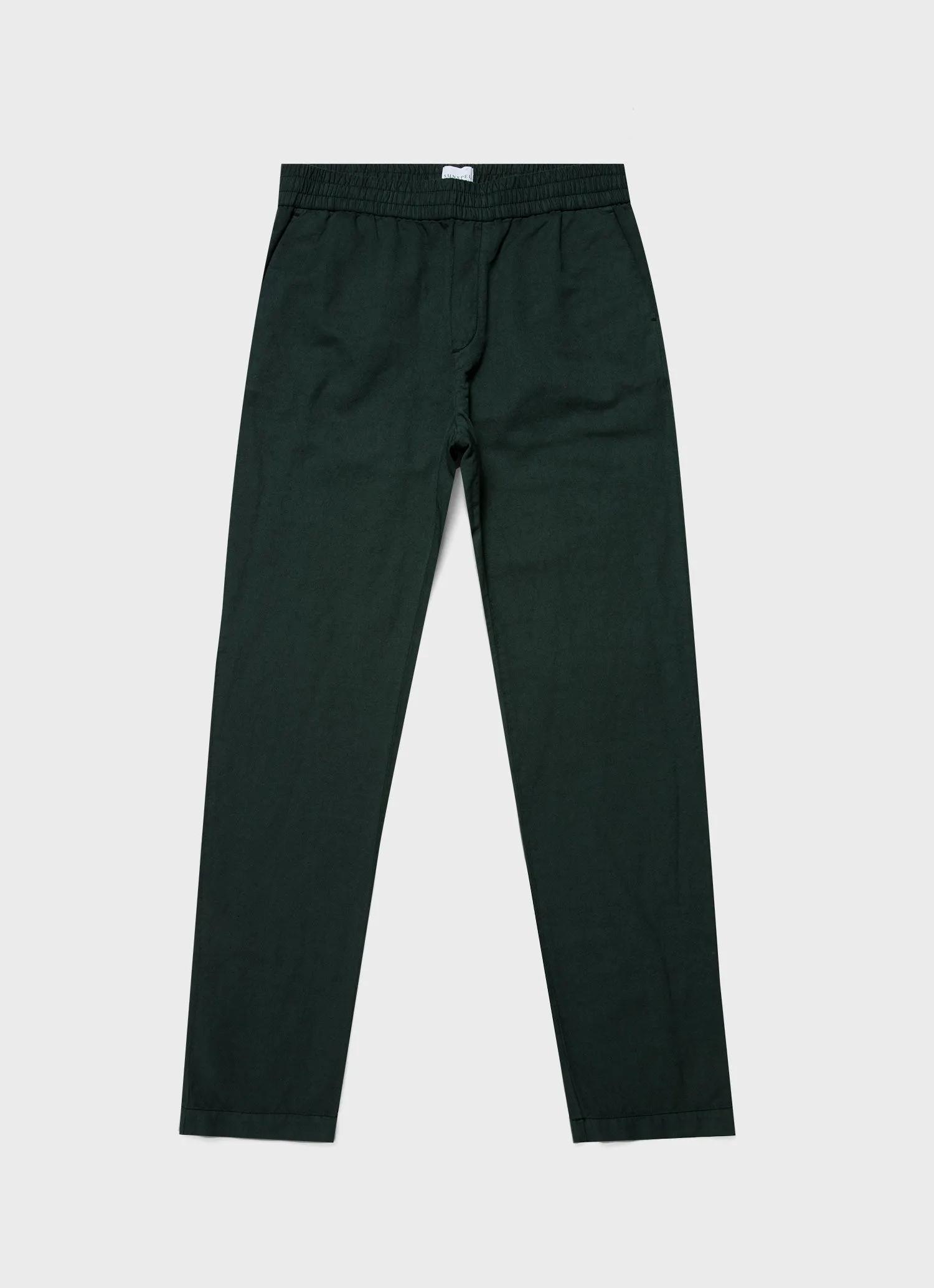 Men's Cotton Linen Drawstring Trouser in Seaweed sold by Sunspel