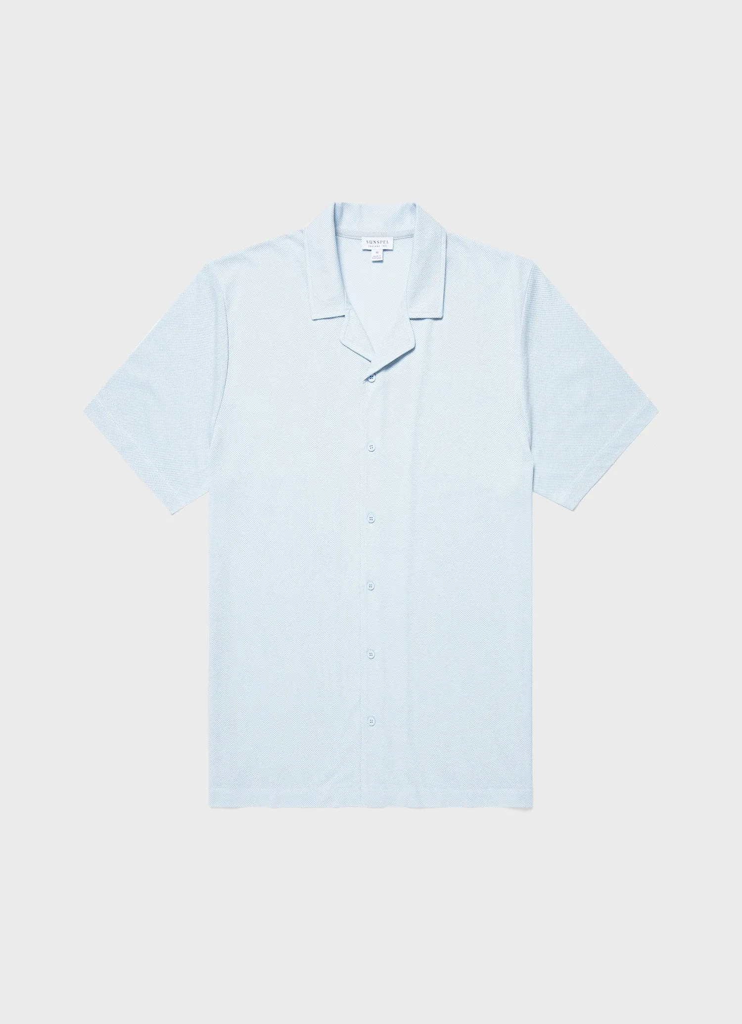 Men's Riviera Camp Collar Shirt in Light Blue sold by Sunspel