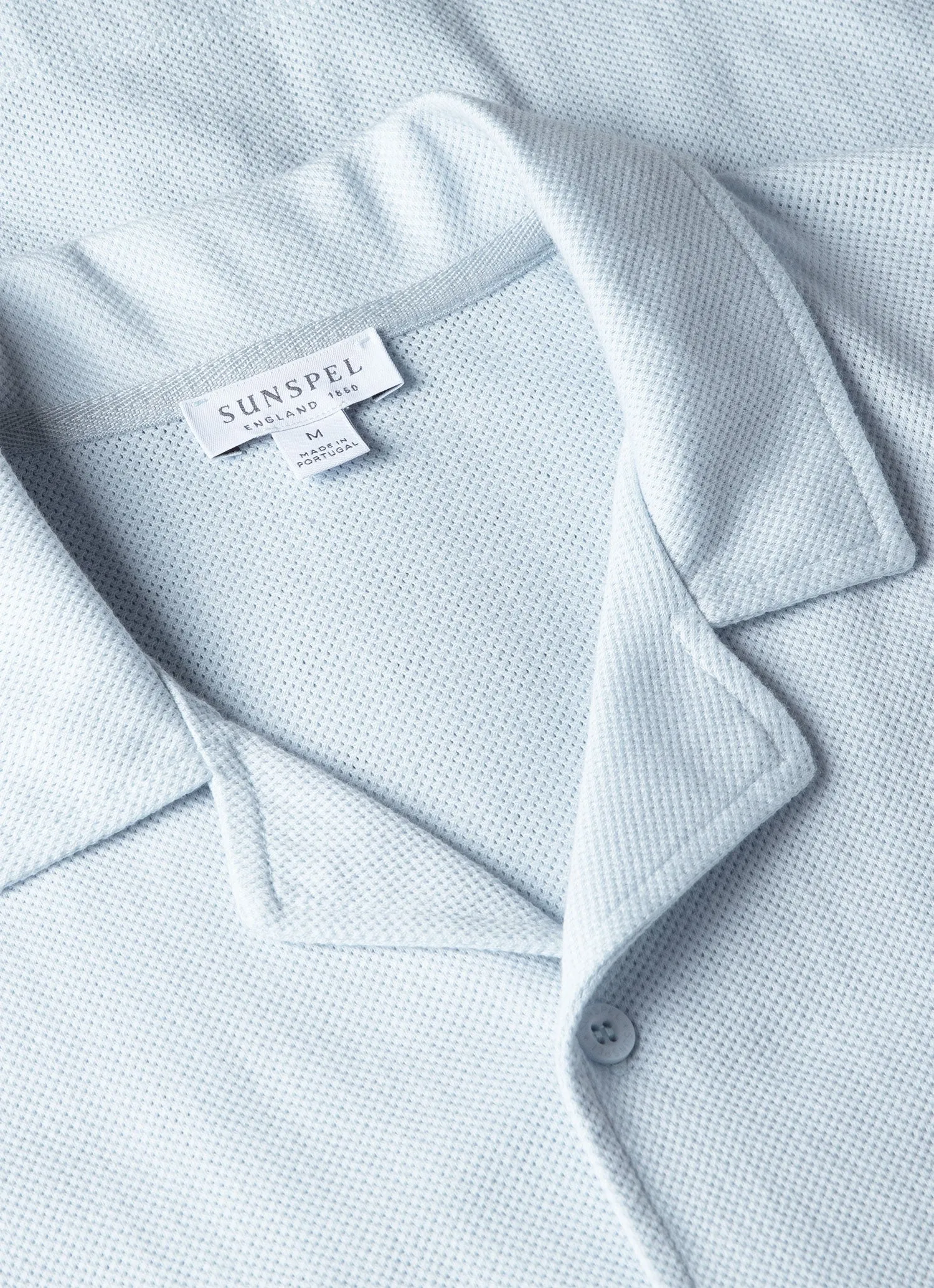 Men's Riviera Camp Collar Shirt in Light Blue sold by Sunspel product image thumbnail 4