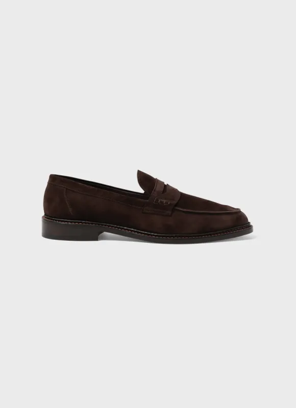 Men's Sunspel and Trickers Suede Loafer in Brown made by Sunspel