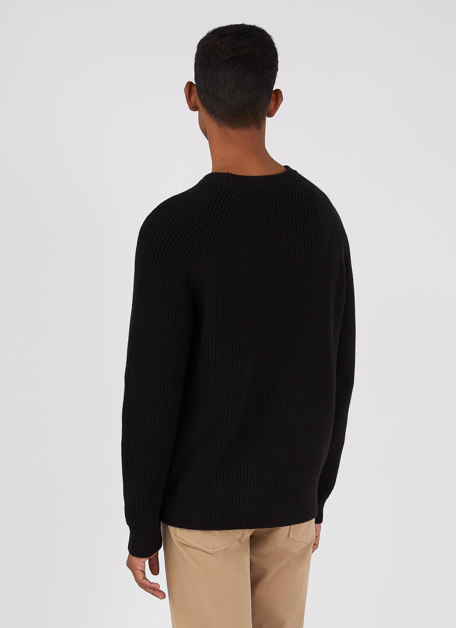 Men's Rib Cotton Jumper in Black sold by Sunspel product image thumbnail 4