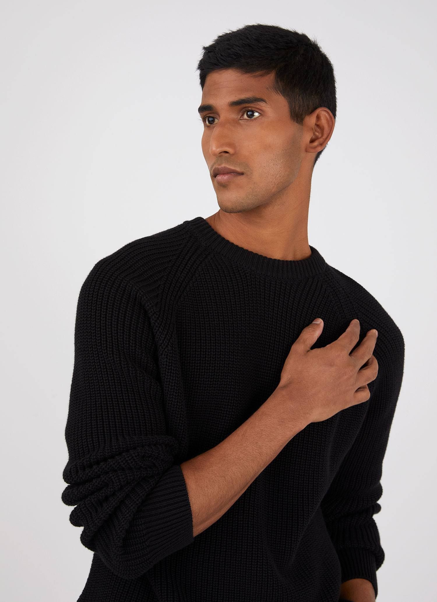 Men's Rib Cotton Jumper in Black sold by Sunspel product image thumbnail 5