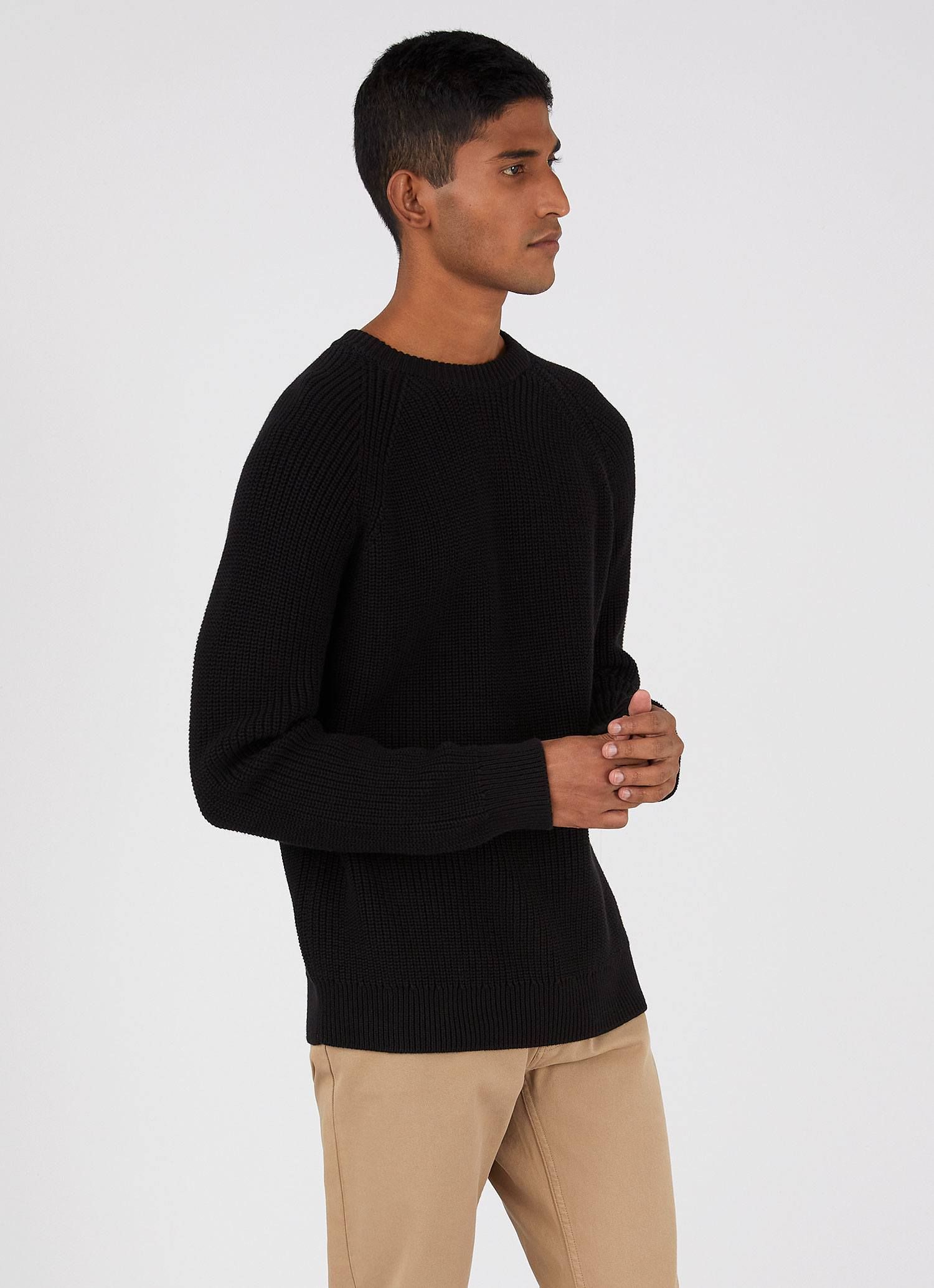 Men's Rib Cotton Jumper in Black sold by Sunspel product image thumbnail 2