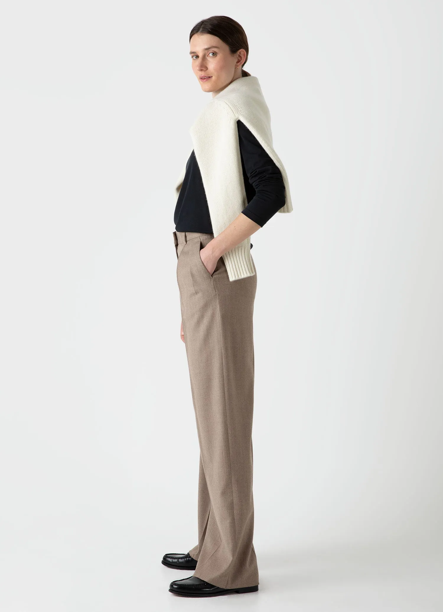 Women's Long Sleeve Classic T-shirt in Black sold by Sunspel product image thumbnail 2