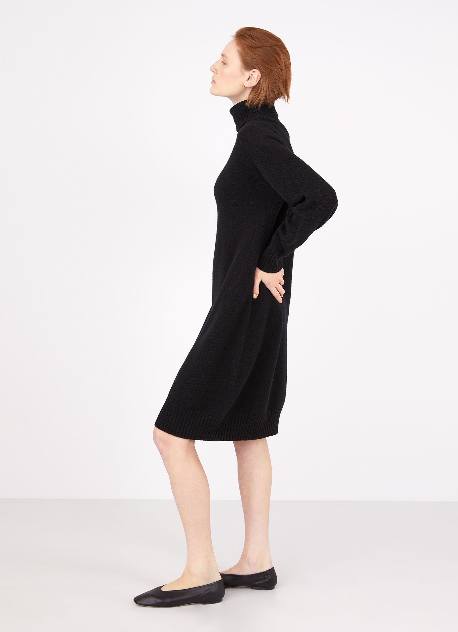 Women's Lambswool Roll Neck Dress in Black sold by Sunspel product image thumbnail 3