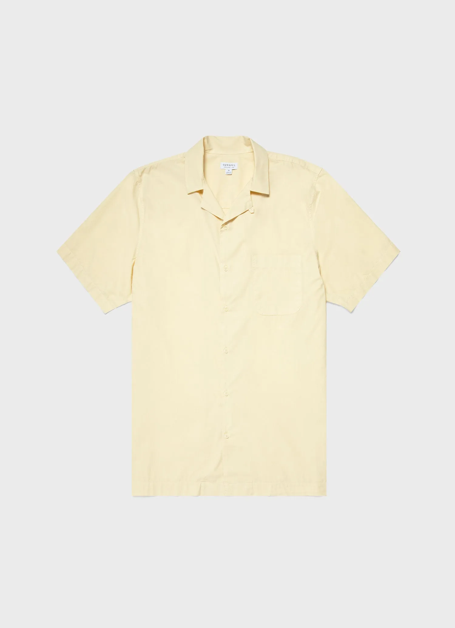 Men's Poplin Camp Collar Shirt in Lemon sold by Sunspel