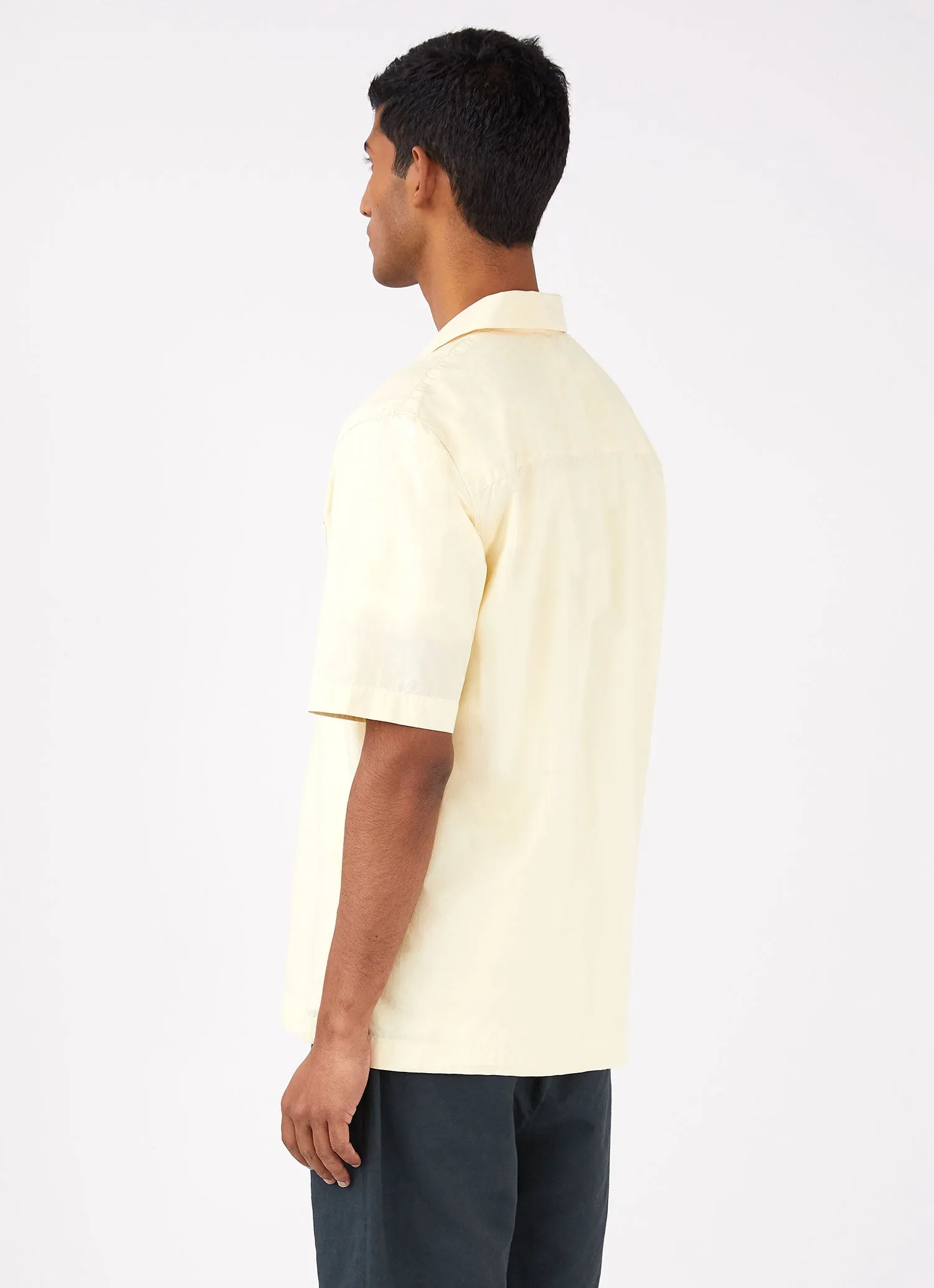 Men's Poplin Camp Collar Shirt in Lemon sold by Sunspel product image thumbnail 4