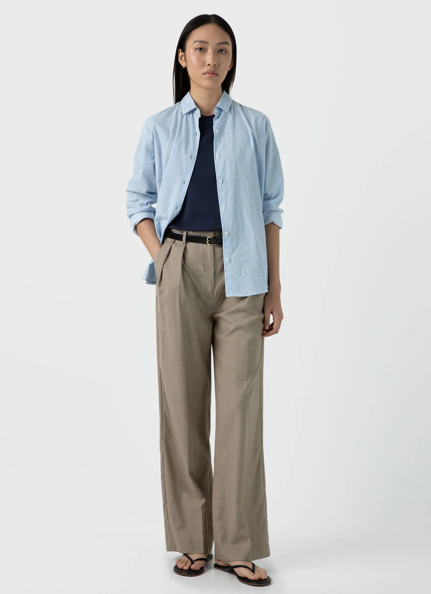 Women's Mid Sleeve T-shirt in Navy sold by Sunspel product image thumbnail 2