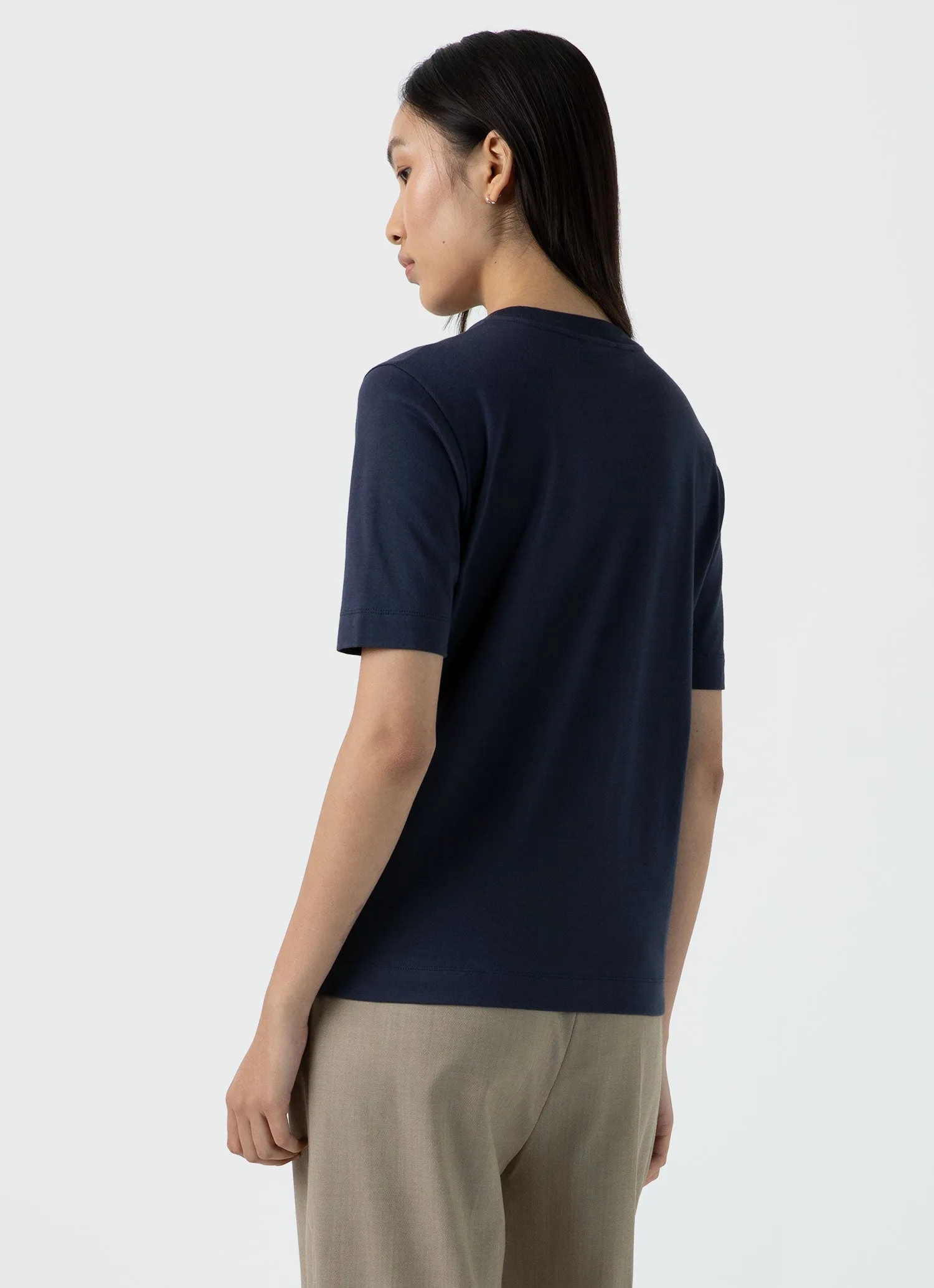 Women's Mid Sleeve T-shirt in Navy sold by Sunspel product image thumbnail 4
