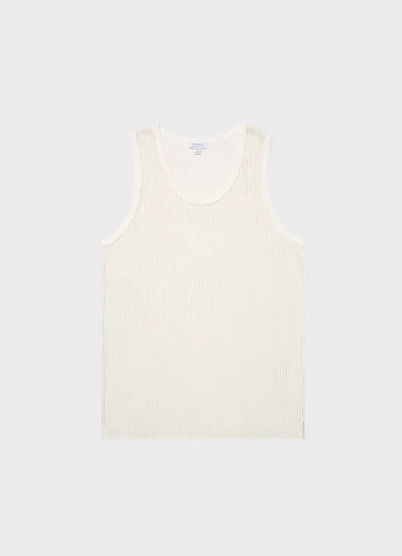 Men's Linear Mesh Tank Top in Ecru sold by Sunspel