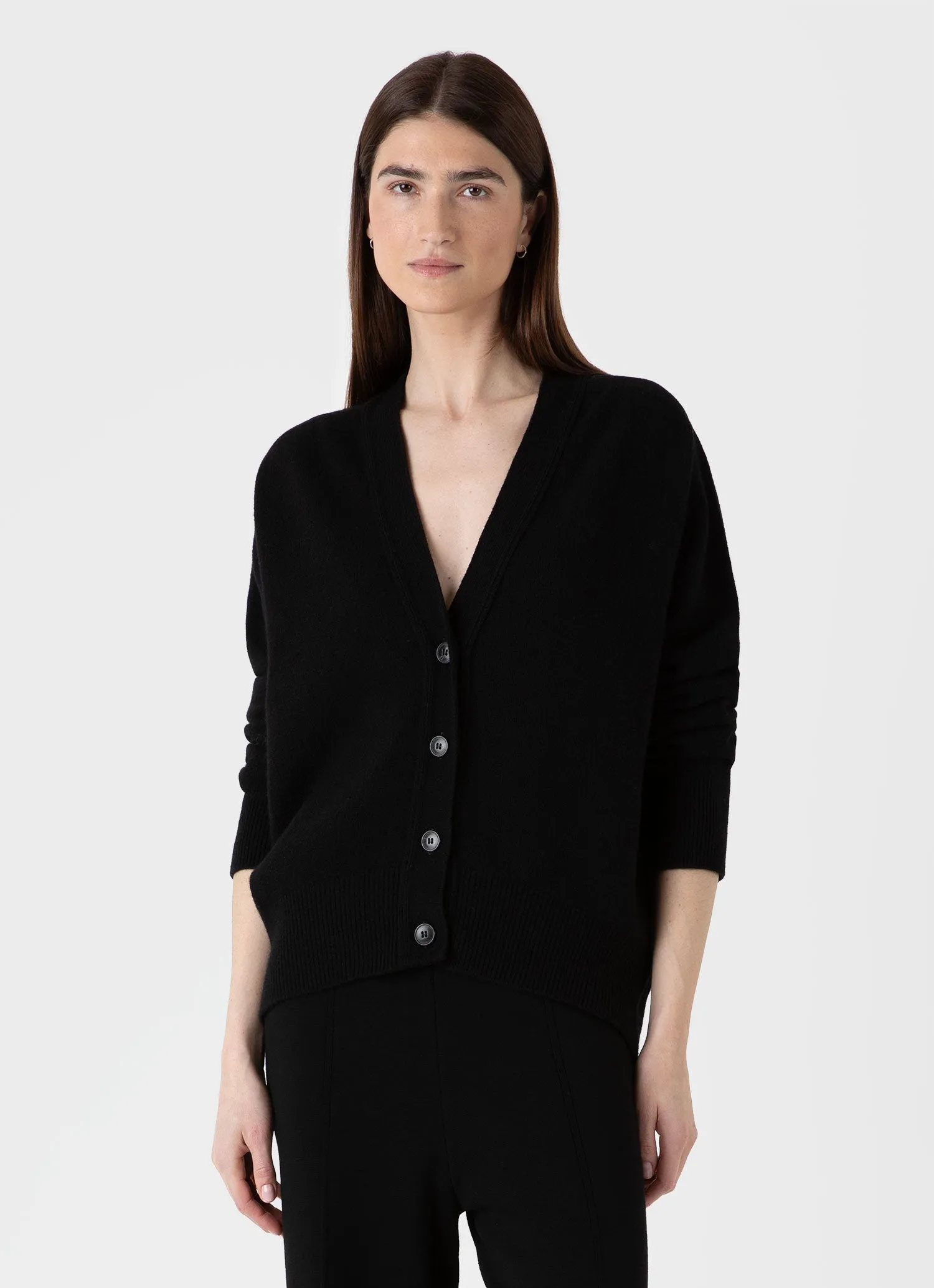 Women's Lambswool Cardigan in Black sold by Sunspel
