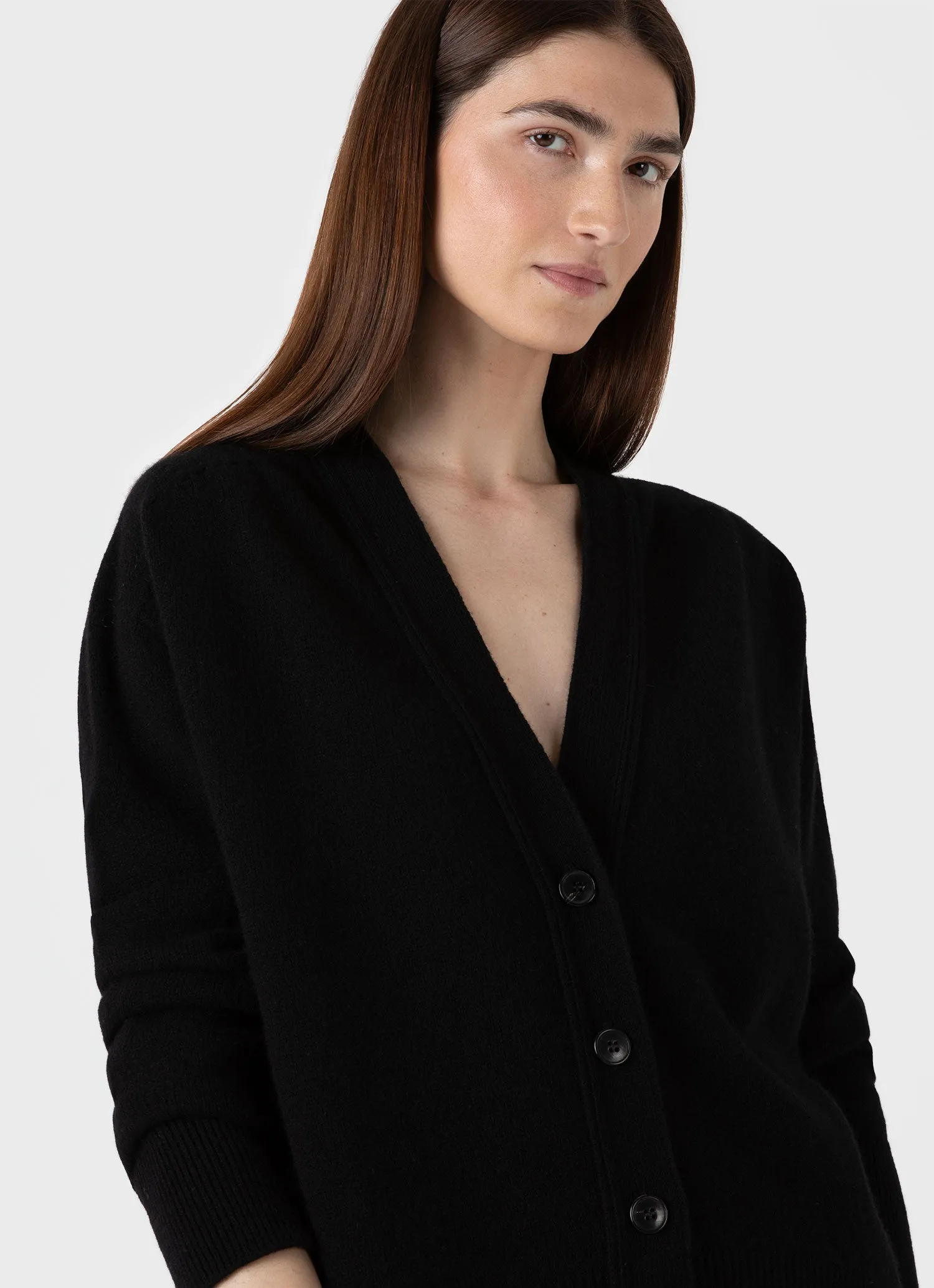 Women's Lambswool Cardigan in Black sold by Sunspel product image thumbnail 4