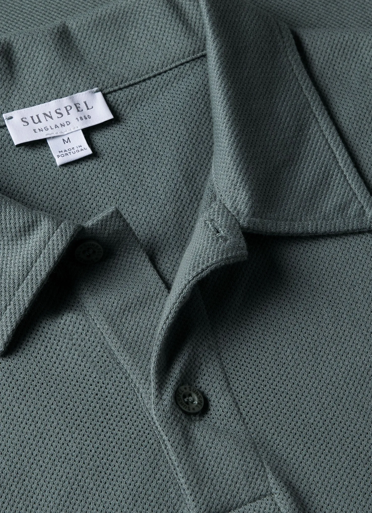 Men's Riviera Polo Shirt in Smoke Green sold by Sunspel product image thumbnail 4