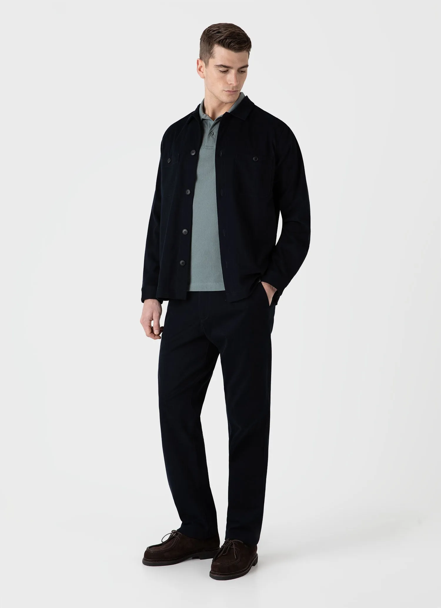 Men's Riviera Polo Shirt in Smoke Green sold by Sunspel product image thumbnail 3