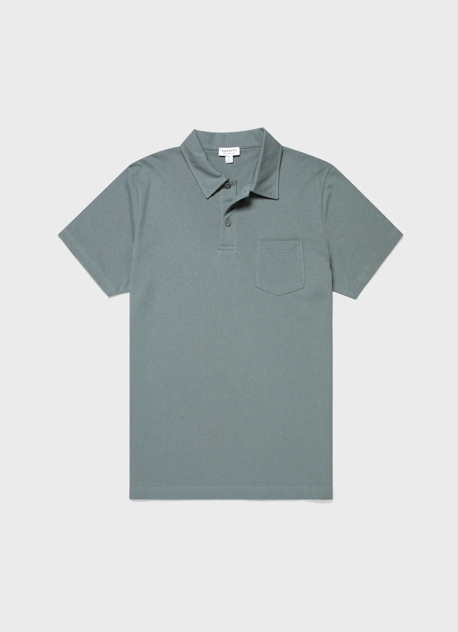 Men's Riviera Polo Shirt in Smoke Green sold by Sunspel
