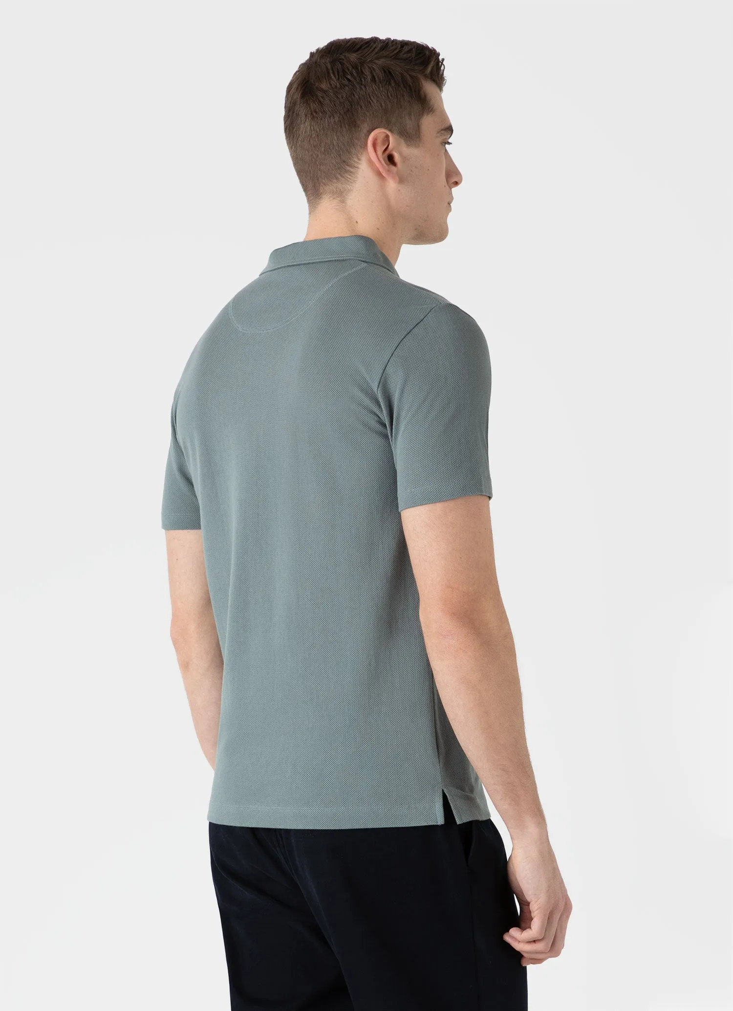 Men's Riviera Polo Shirt in Smoke Green sold by Sunspel product image thumbnail 5