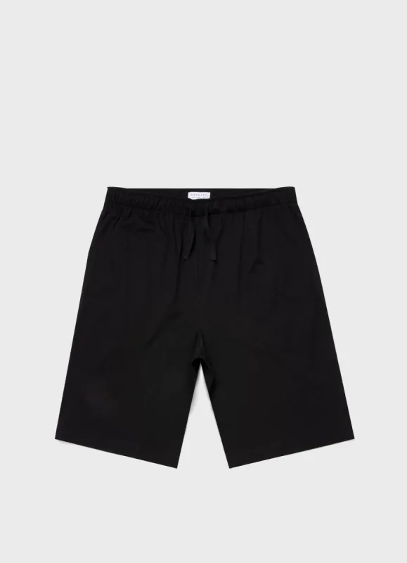 Men's Cotton Modal Lounge Shorts in Black sold by Sunspel