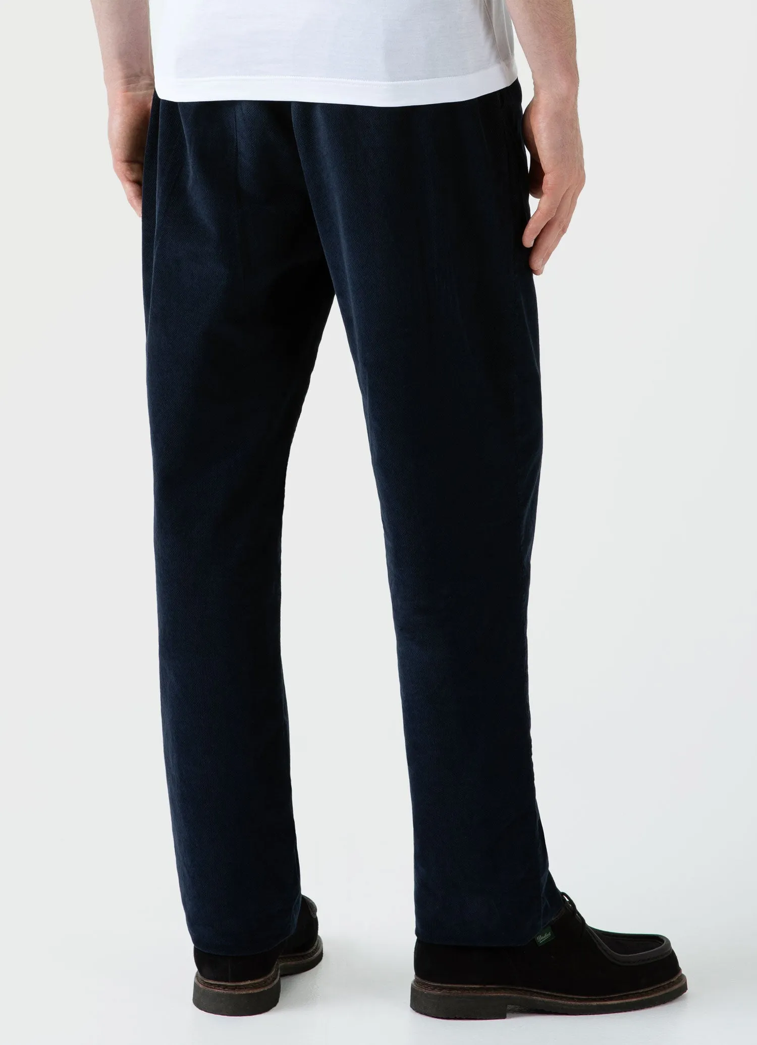 Men's Cellular Cord Drawstring Trouser in Navy sold by Sunspel product image thumbnail 5