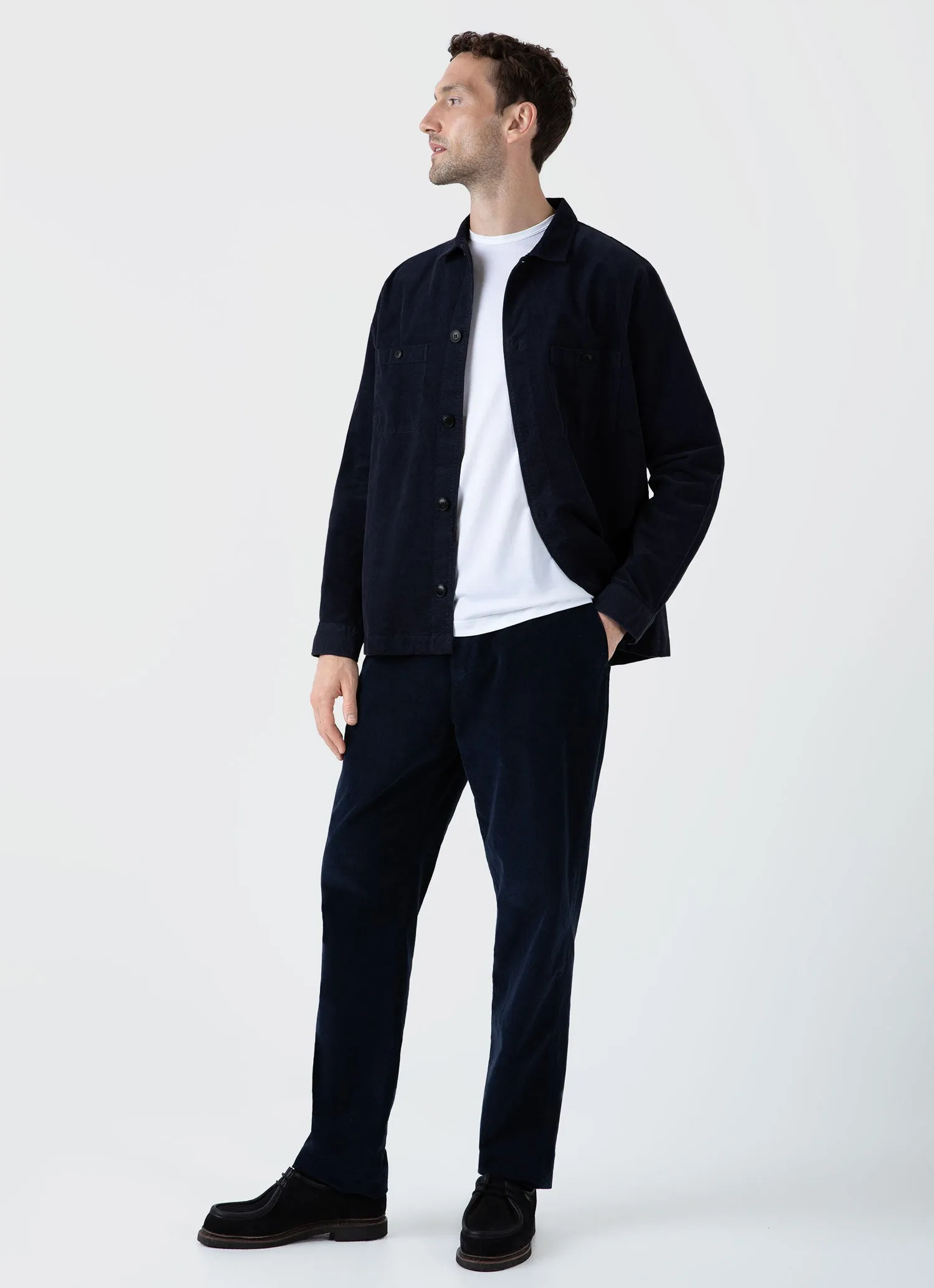 Men's Cellular Cord Drawstring Trouser in Navy sold by Sunspel product image thumbnail 2