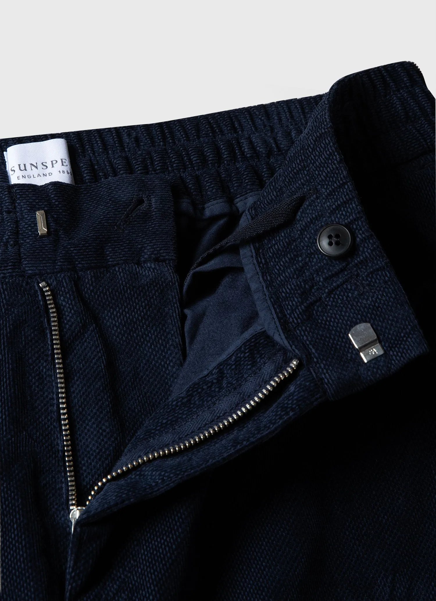 Men's Cellular Cord Drawstring Trouser in Navy sold by Sunspel product image thumbnail 4