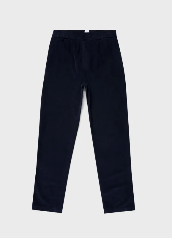 Men's Cellular Cord Drawstring Trouser in Navy sold by Sunspel