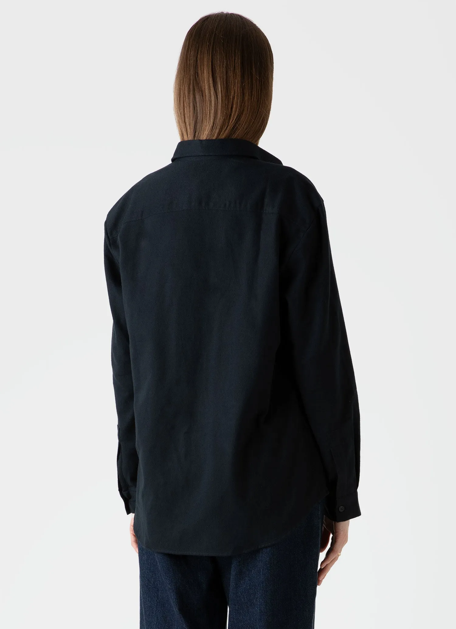 Women's Oversized Flannel Shirt in Black sold by Sunspel product image thumbnail 4