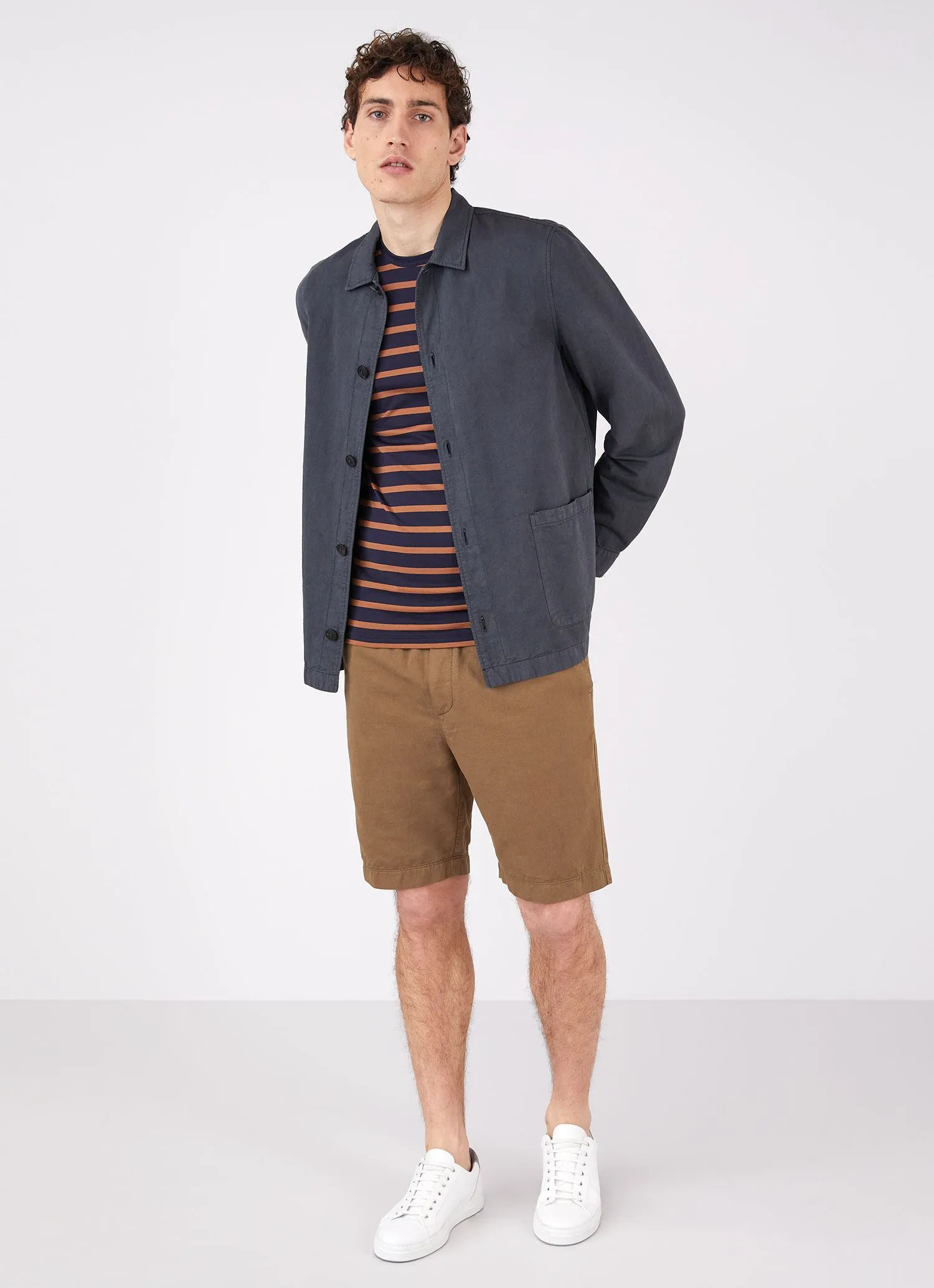 Men's Cotton Linen Twin Pocket Jacket in Charcoal sold by Sunspel product image thumbnail 3