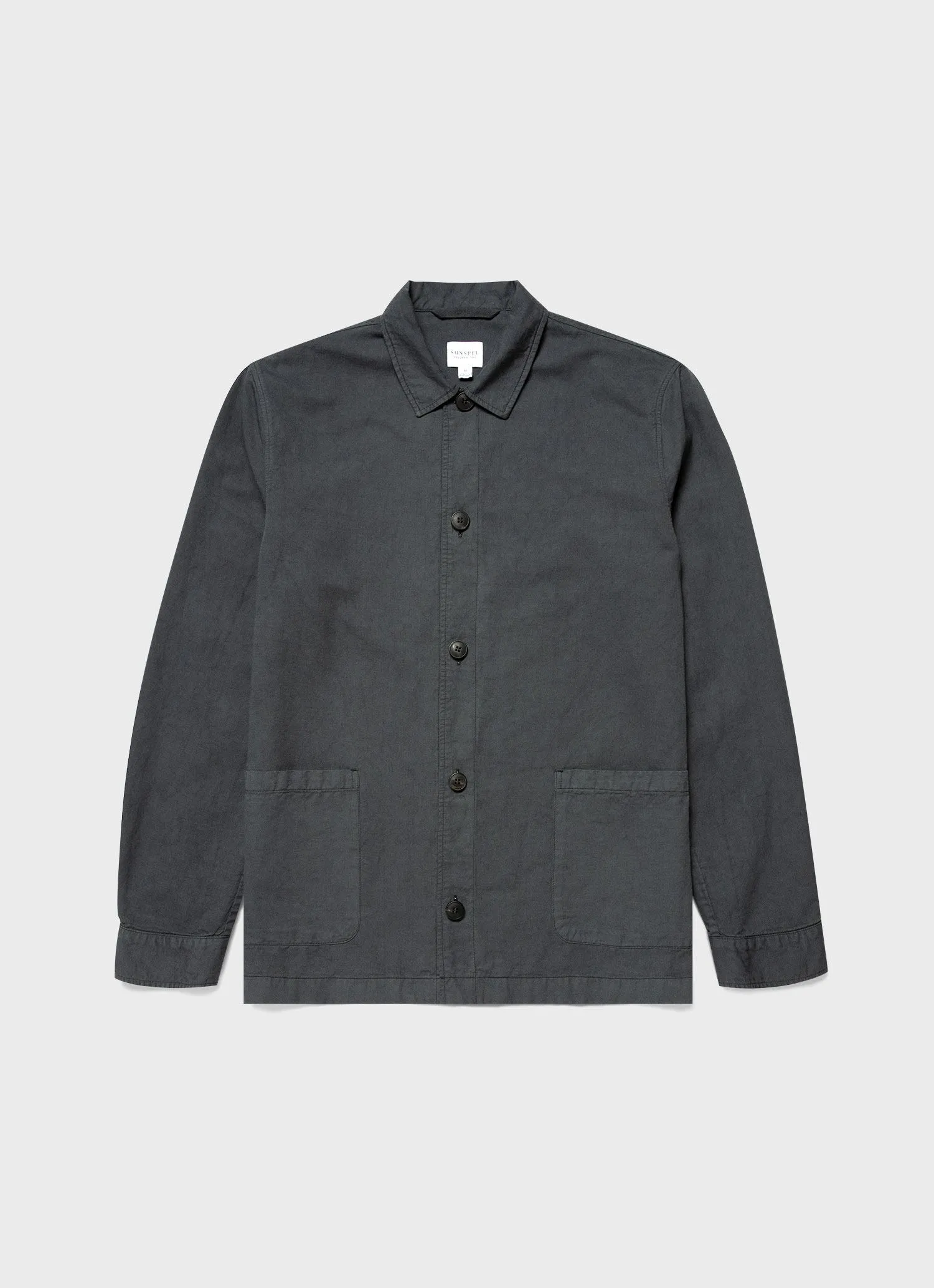 Men's Cotton Linen Twin Pocket Jacket in Charcoal sold by Sunspel