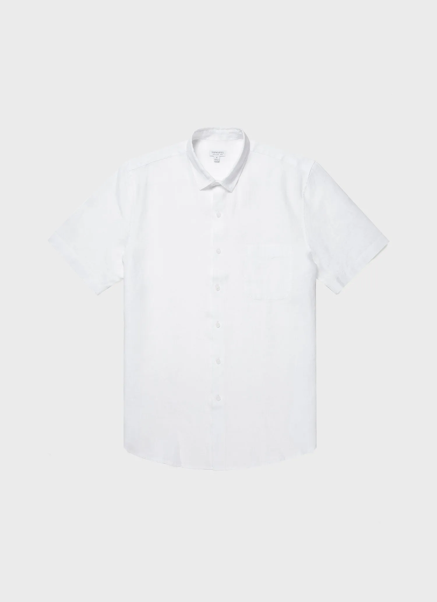 Men's Short Sleeve Linen Shirt in White sold by Sunspel