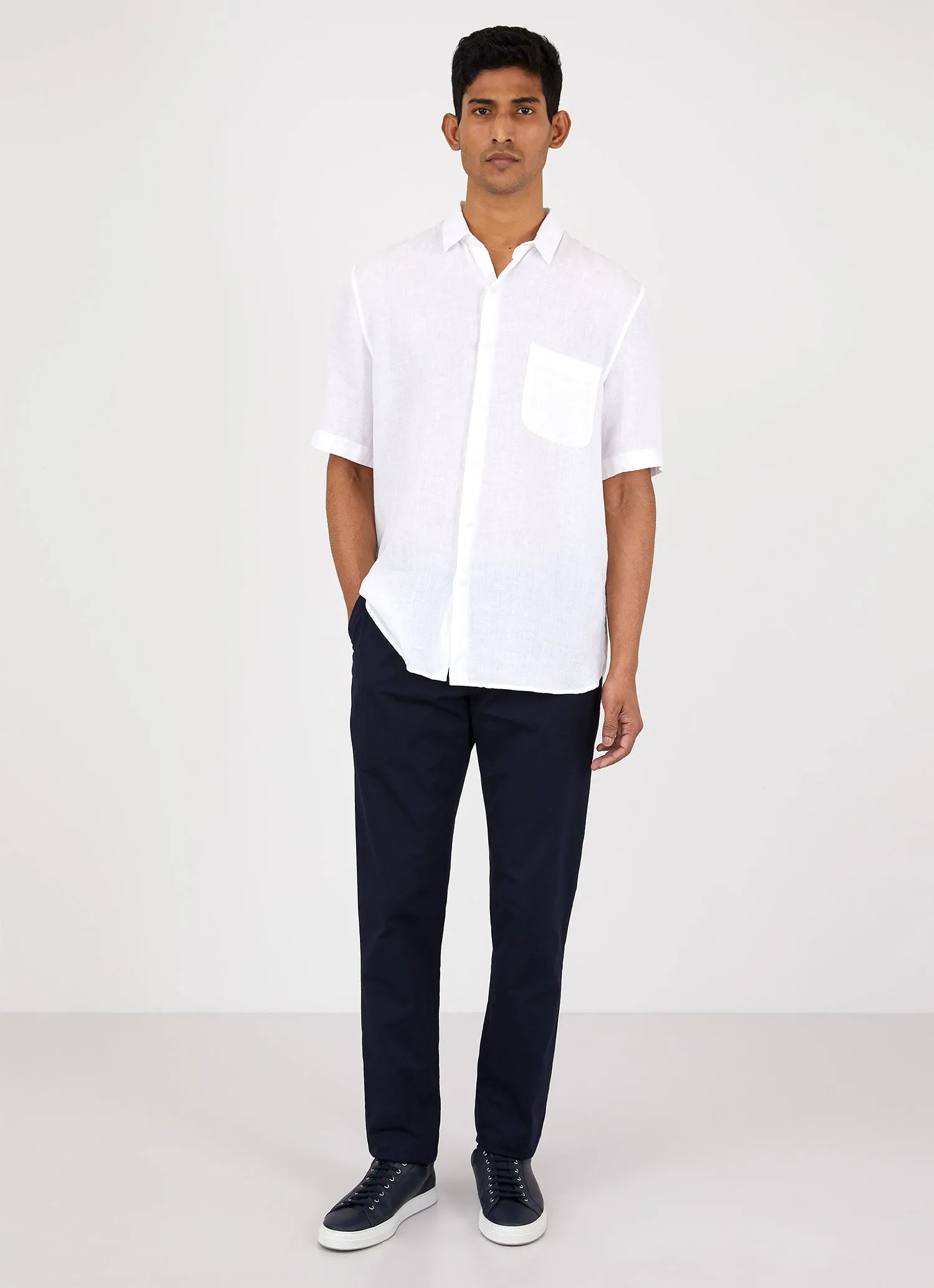 Men's Short Sleeve Linen Shirt in White sold by Sunspel product image thumbnail 3