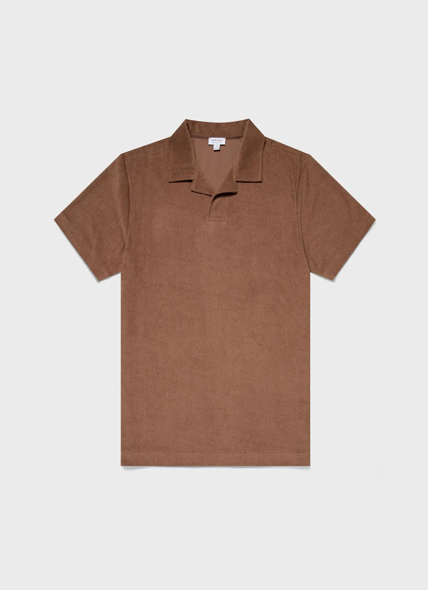 Men's Towelling Polo Shirt in Dark Sand sold by Sunspel