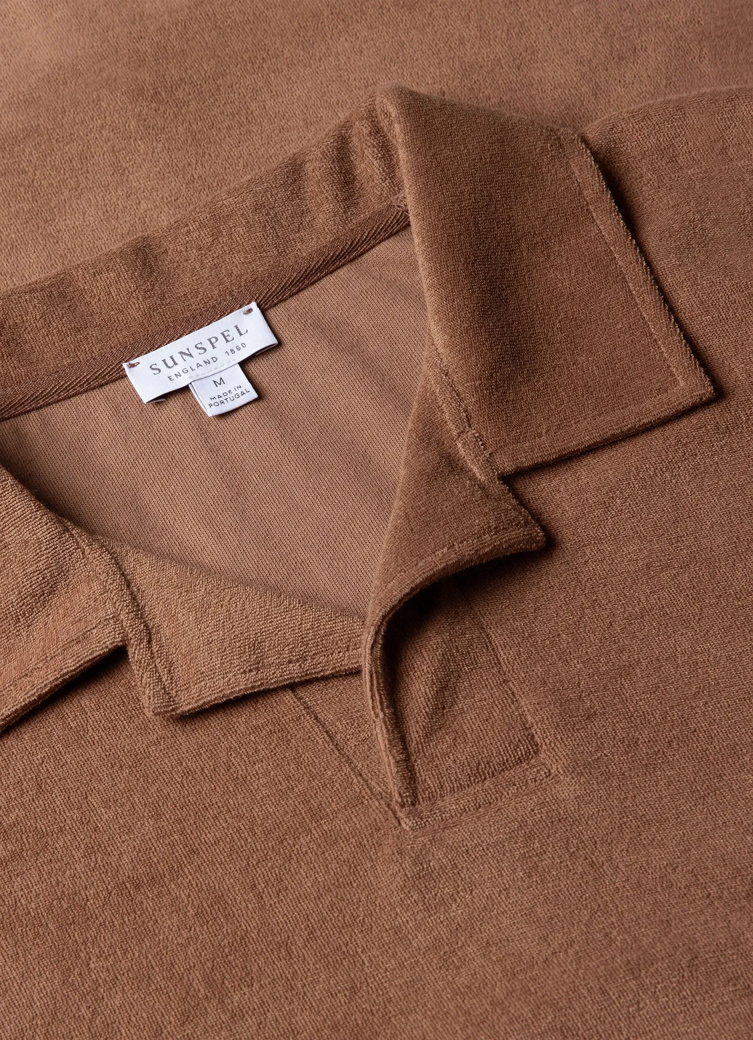Men's Towelling Polo Shirt in Dark Sand sold by Sunspel product image thumbnail 4