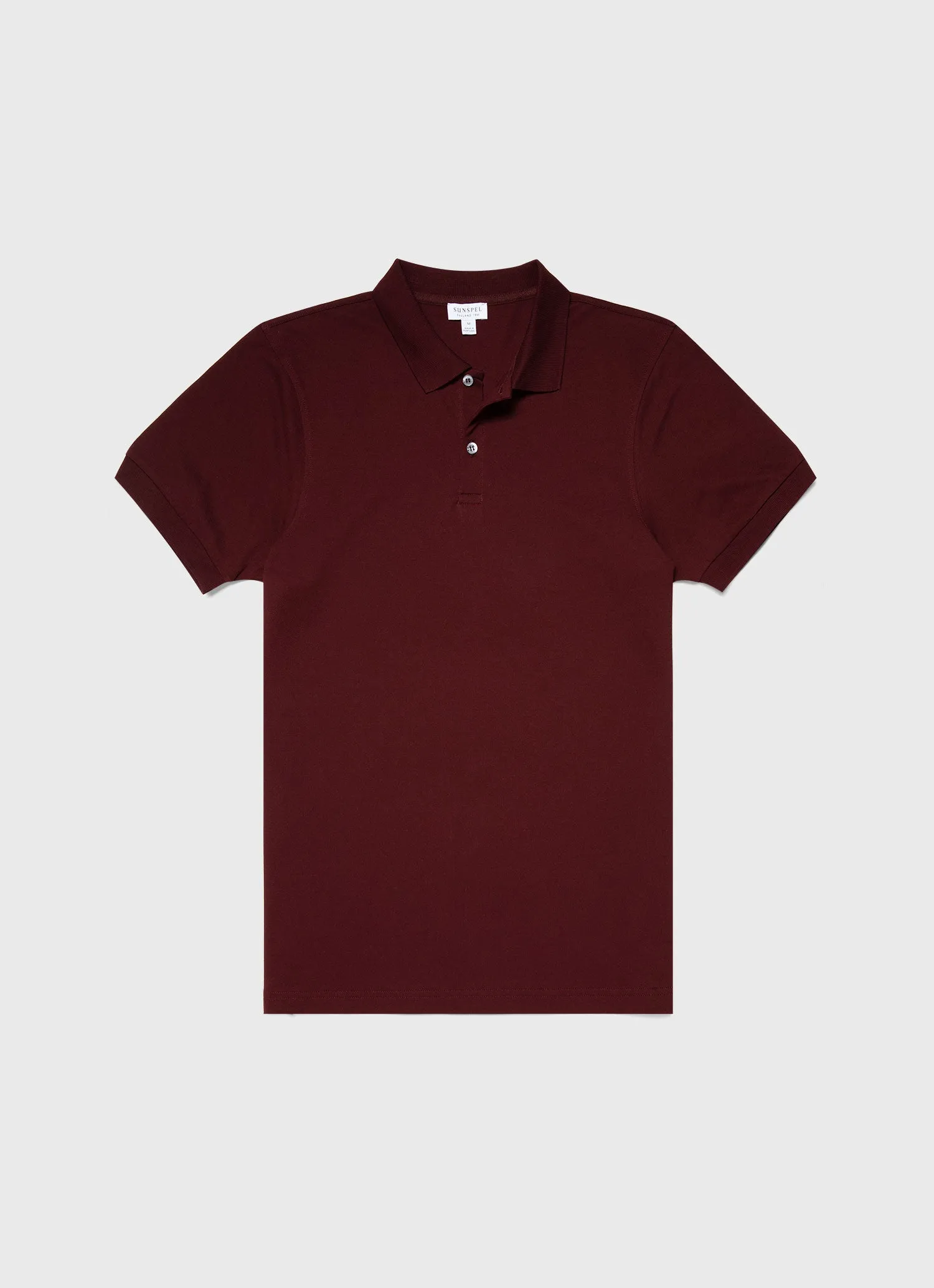 Men's Piqué Polo Shirt in Maroon sold by Sunspel