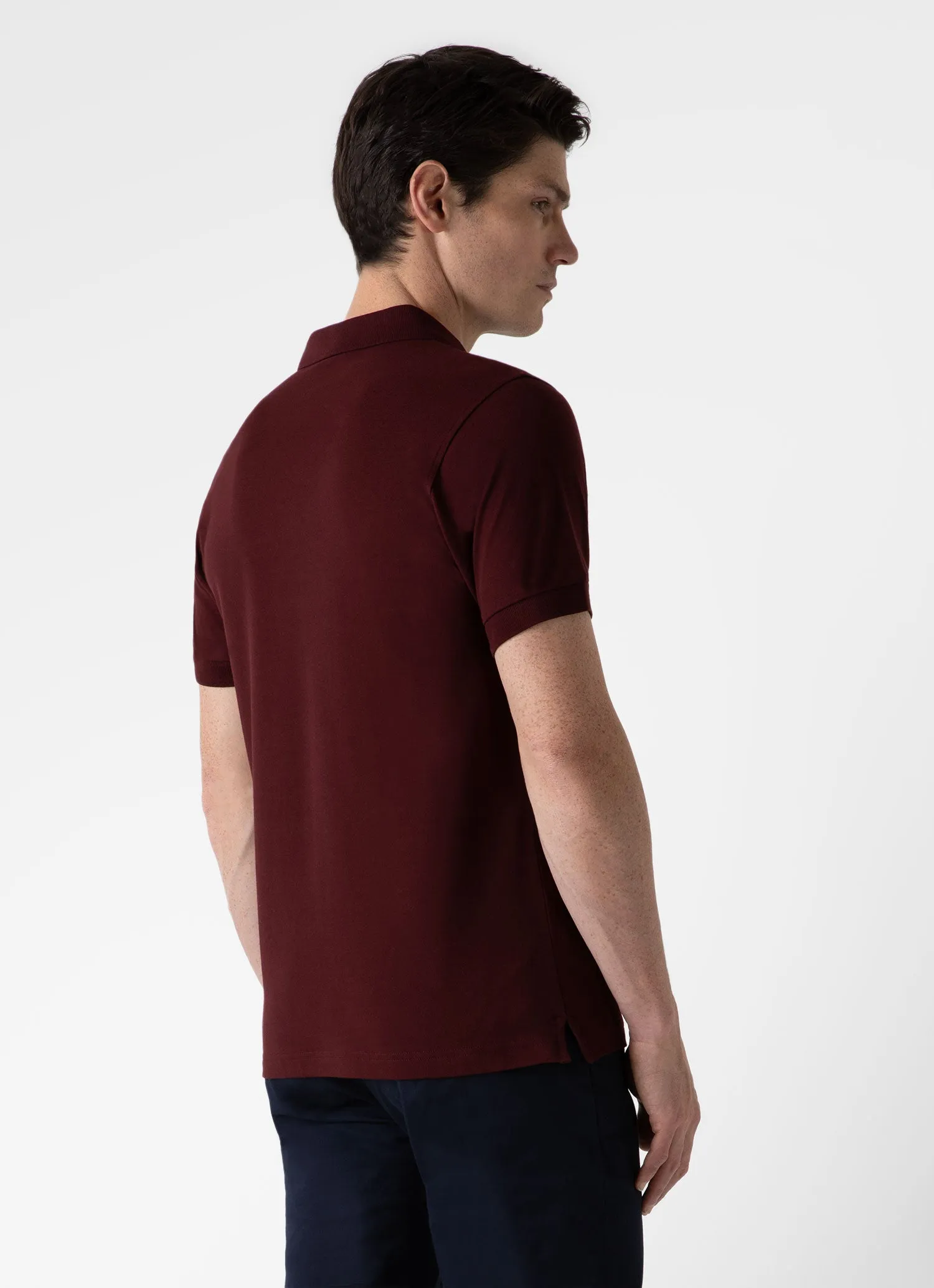Men's Piqué Polo Shirt in Maroon sold by Sunspel product image thumbnail 4