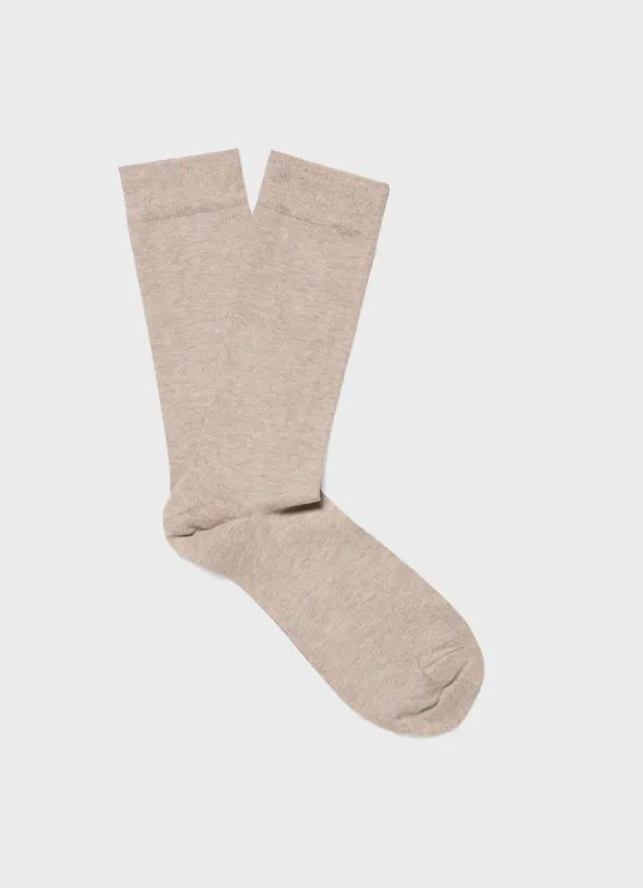 Men's Cotton Socks in Putty Melange sold by Sunspel
