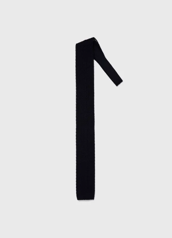 Men's Knitted Tie in Navy made by Sunspel