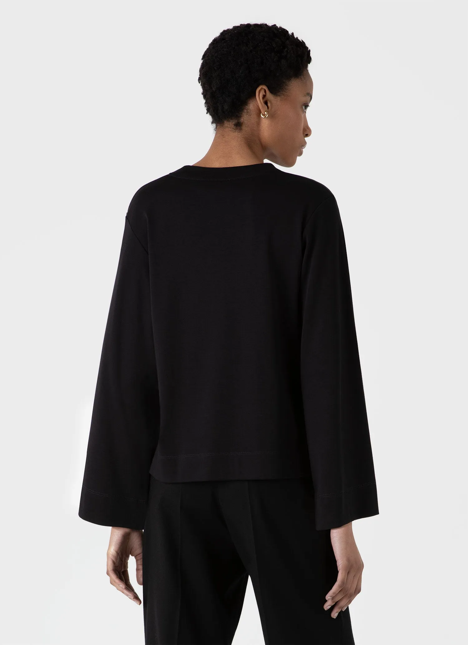Women's Wide Sleeve T-shirt in Black sold by Sunspel product image thumbnail 3