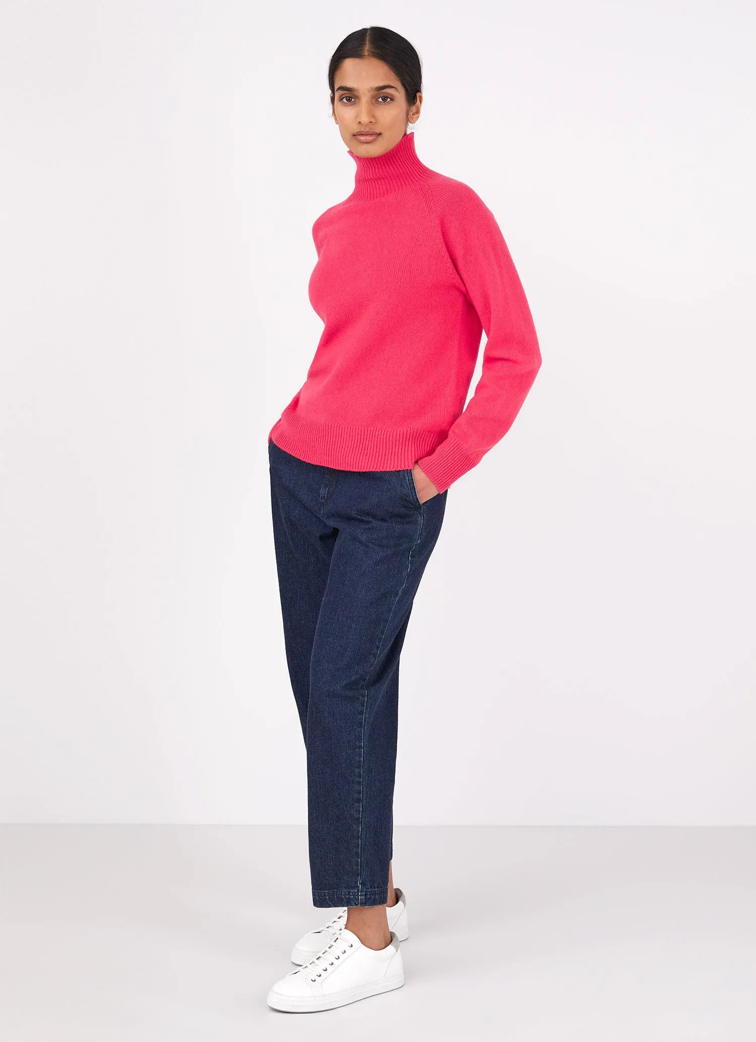Women's Lambswool Funnel Neck Jumper in Bright Pink sold by Sunspel product image thumbnail 3