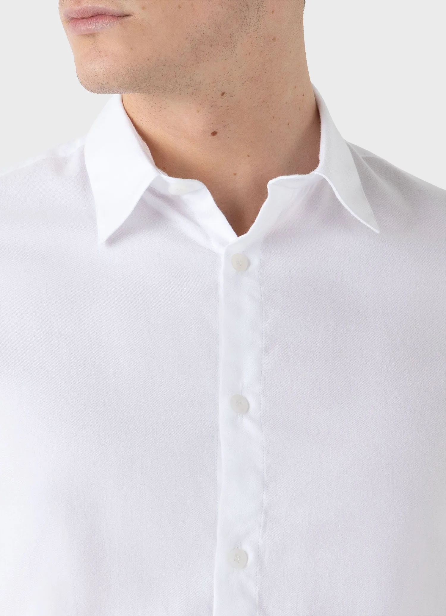 Men's Cotton Flannel Shirt in White sold by Sunspel product image thumbnail 5