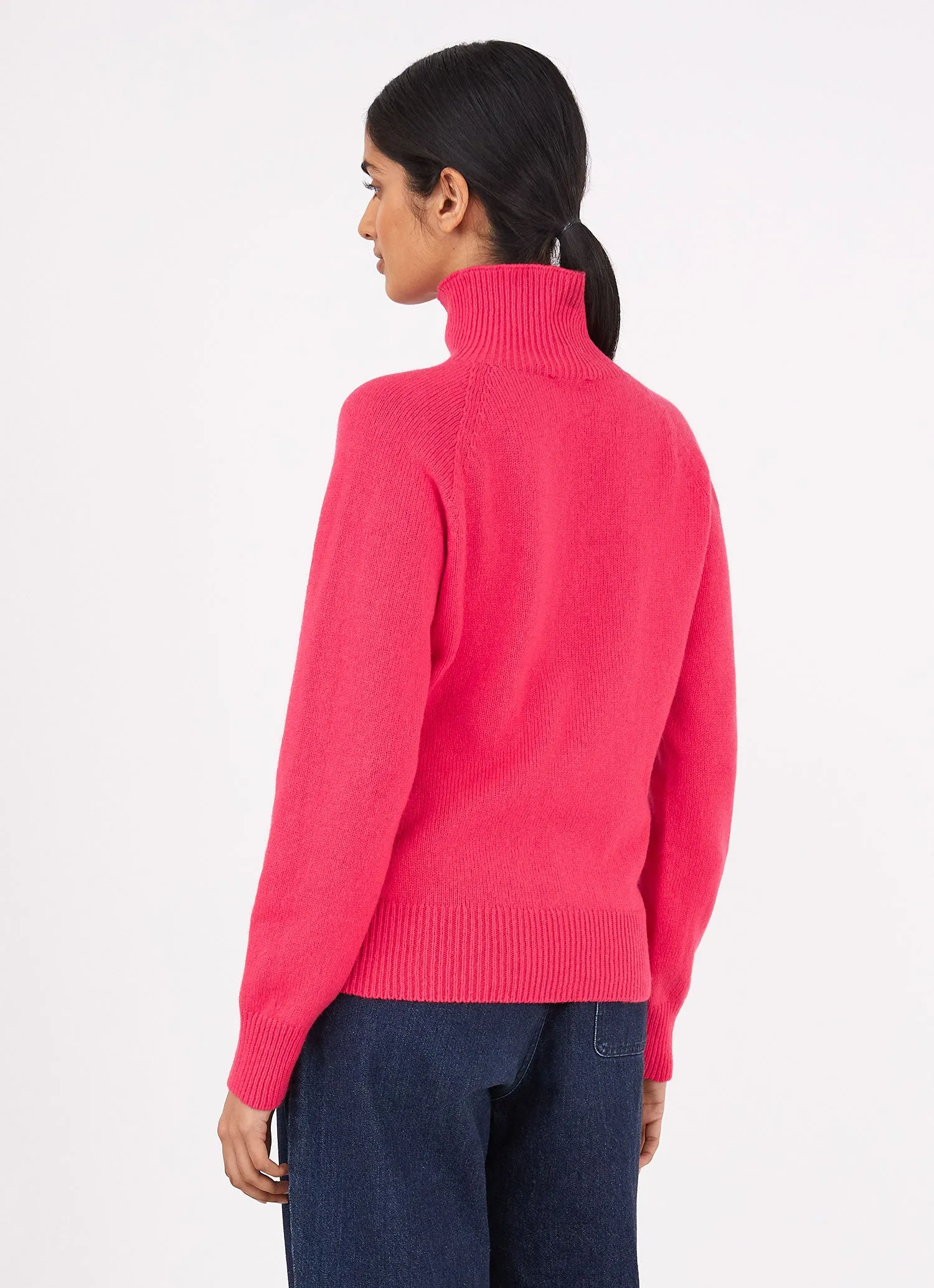 Women's Lambswool Funnel Neck Jumper in Bright Pink sold by Sunspel product image thumbnail 4