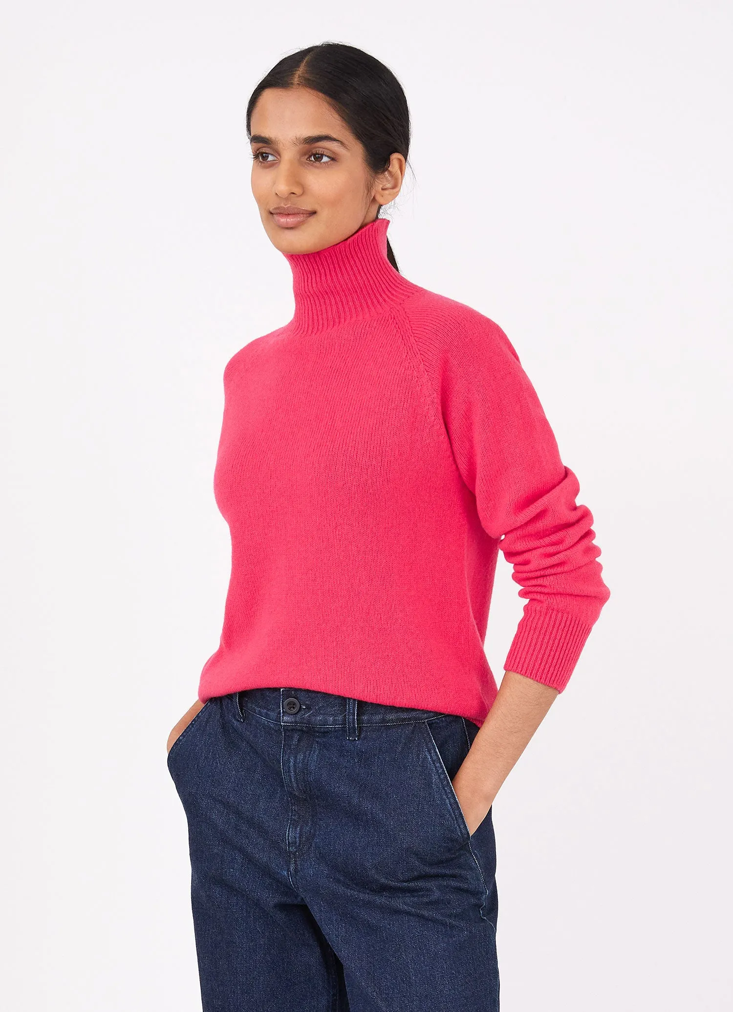 Women's Lambswool Funnel Neck Jumper in Bright Pink sold by Sunspel product image thumbnail 2