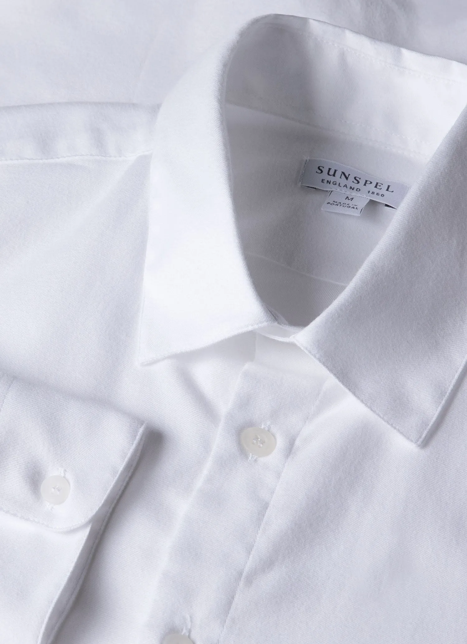 Men's Cotton Flannel Shirt in White sold by Sunspel product image thumbnail 3