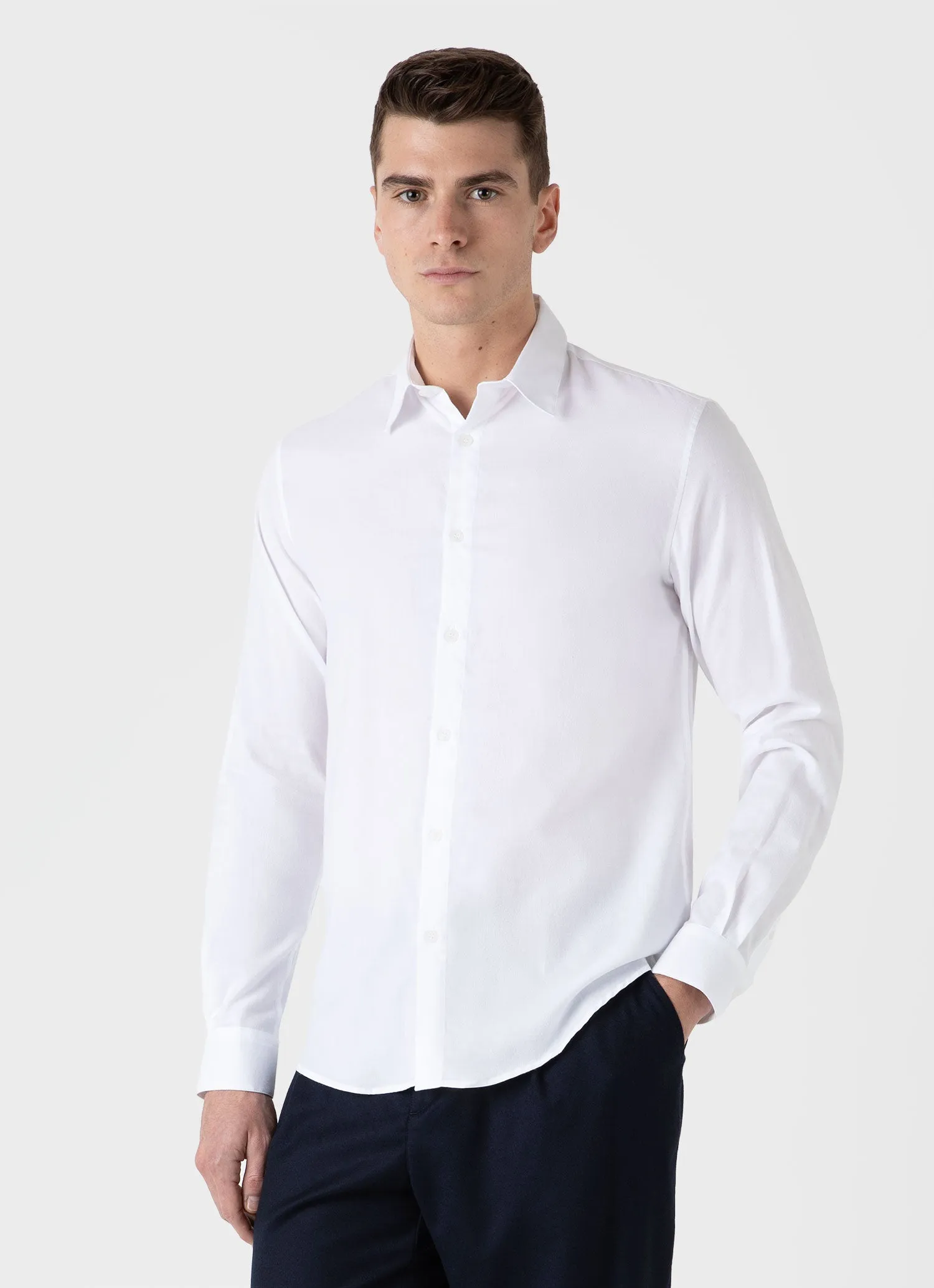 Men's Cotton Flannel Shirt in White sold by Sunspel product image thumbnail 2