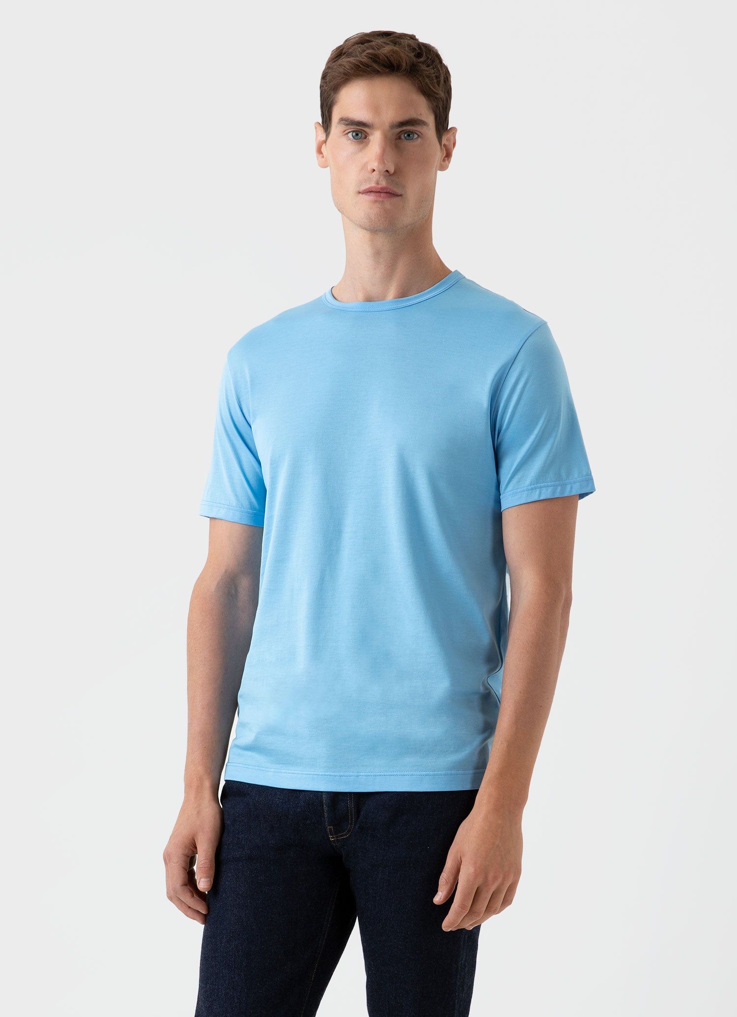 Men's Classic T-shirt in Cyan Blue sold by Sunspel product image thumbnail 2