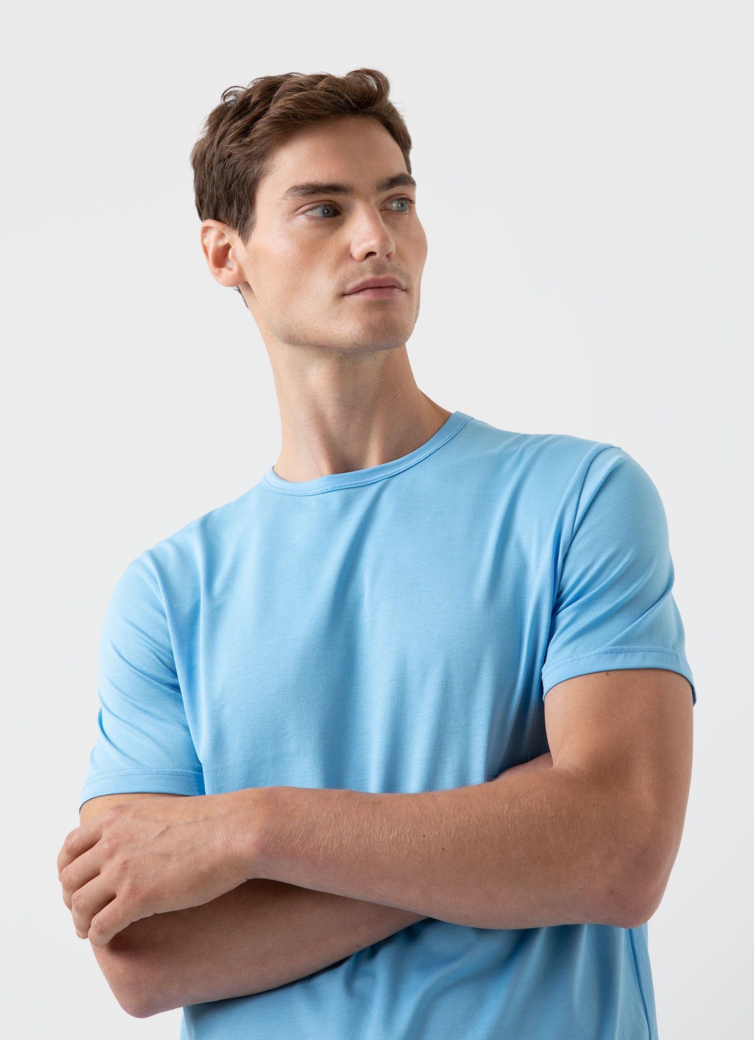 Men's Classic T-shirt in Cyan Blue sold by Sunspel product image thumbnail 5