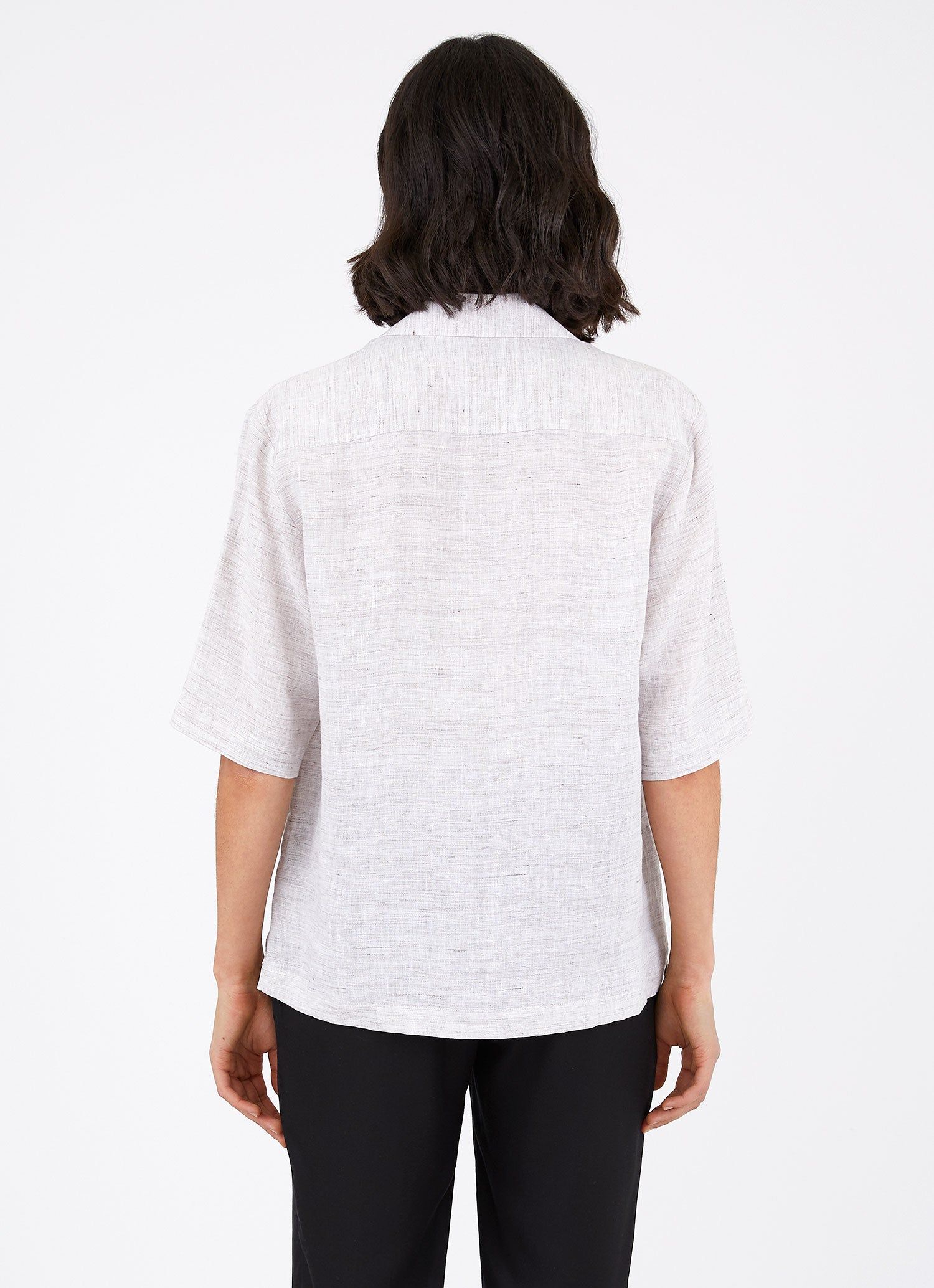 Women's Short Sleeve Linen Shirt in Oatmeal Melange sold by Sunspel product image thumbnail 4