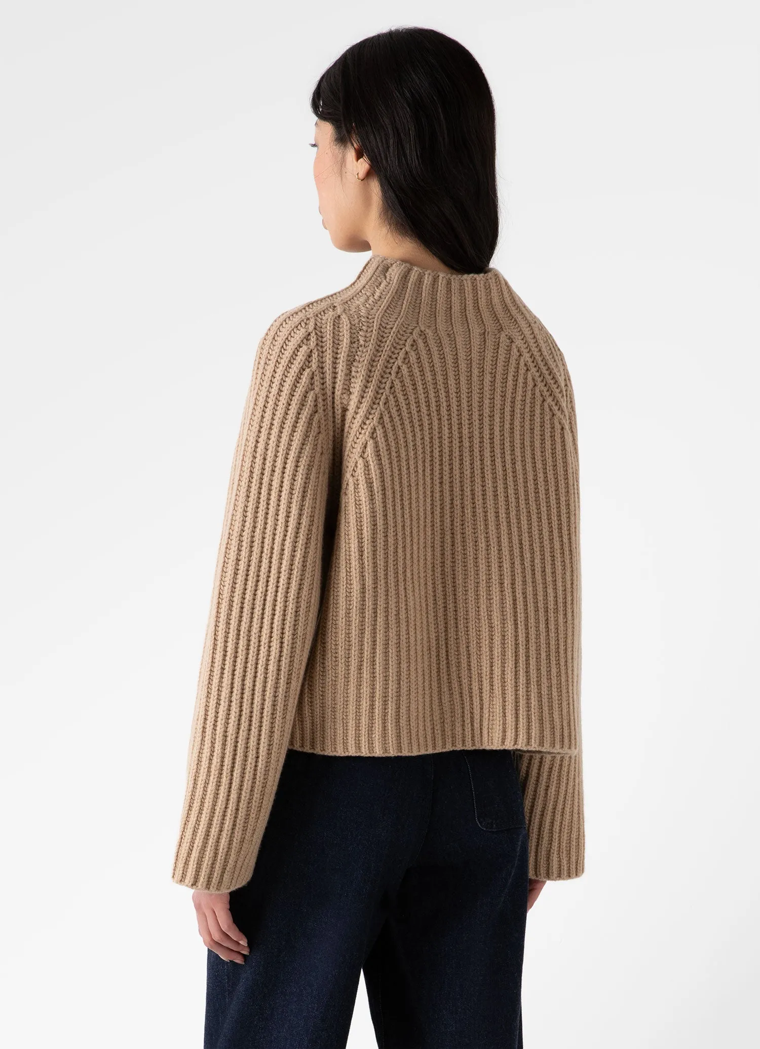 Women's Lambswool Chunky Funnel Neck Jumper in Light Camel sold by Sunspel product image thumbnail 4