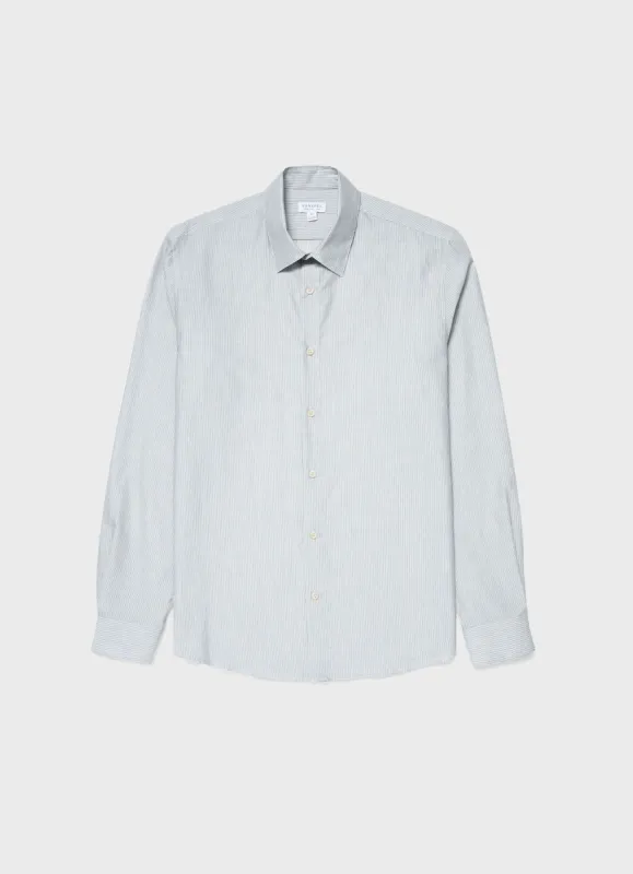 Men's Cotton Cashmere Shirt in Light Blue/White sold by Sunspel