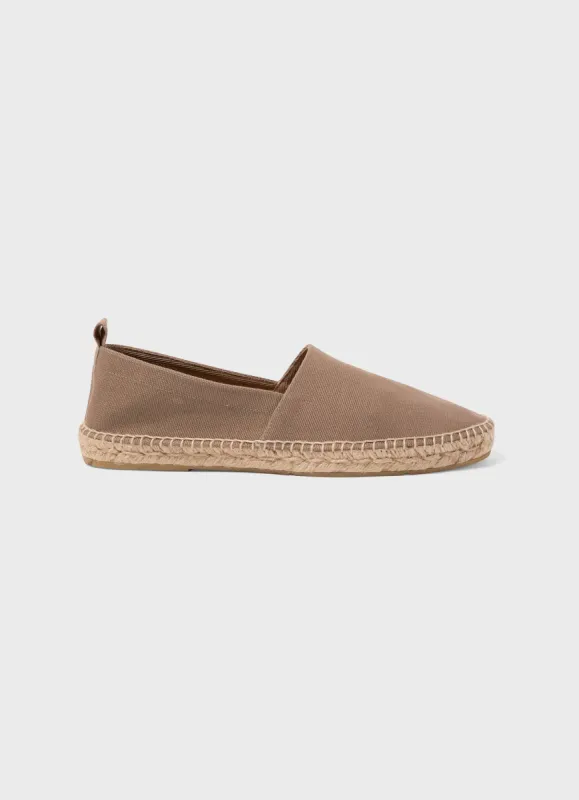 Men's Canvas Espadrille in Soft Khaki sold by Sunspel