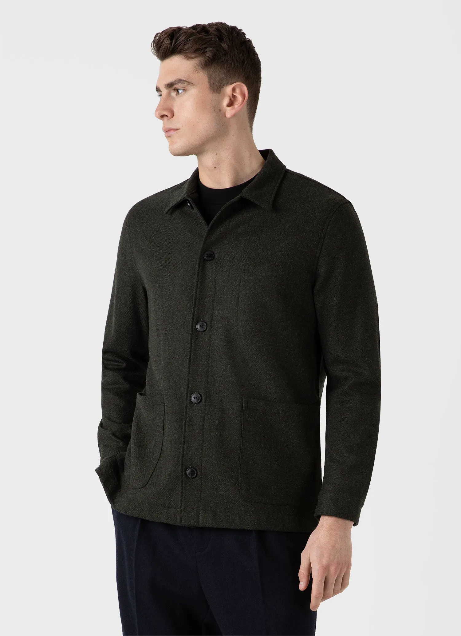 Men's Wool Twin Pocket Jacket in Drill Green sold by Sunspel product image thumbnail 2